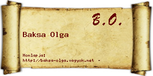 Baksa Olga névjegykártya